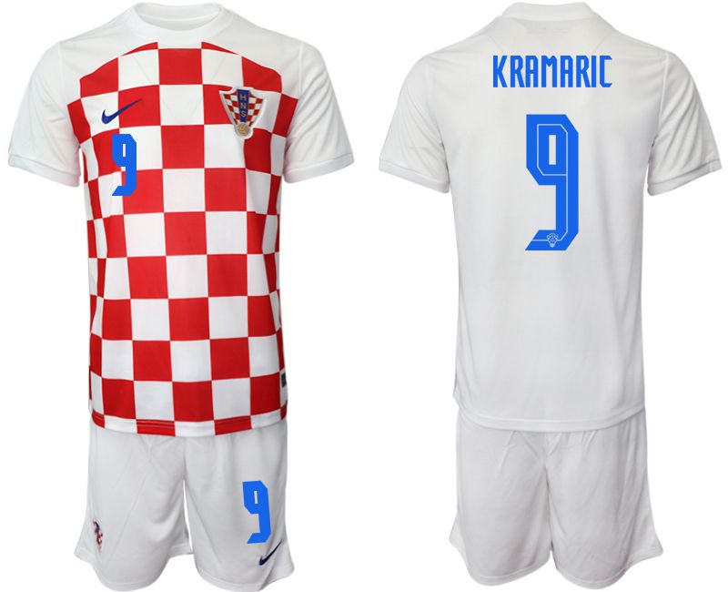 Men 2022 World Cup National Team Croatia home white #9 Soccer Jersey->rome jersey->Soccer Club Jersey
